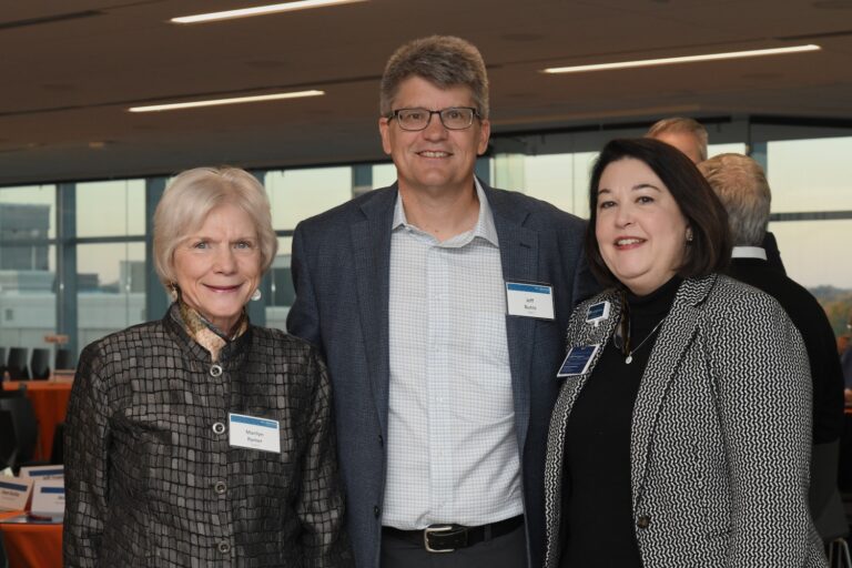 Lifetime KU Advancement Board Member Dr. Marilyn Rymer with Dr. Jeff Burns, KU Alzheimer’s Disease Research Center, and Dr. Sarah Hon, The University of Kansas Health System Neurosciences