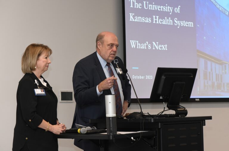 The University of Kansas Health System President, Kansas City Division, Tammy Peterman and President & CEO Bob Page