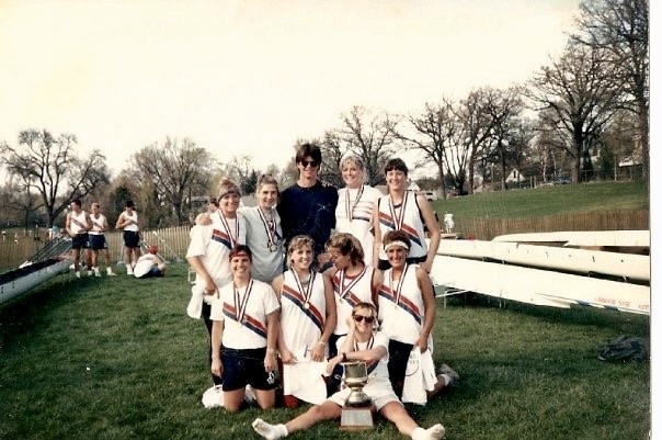 The 1988 Midwest Rowing Championship winners. Courtesy Kelly and Ulf Becker.